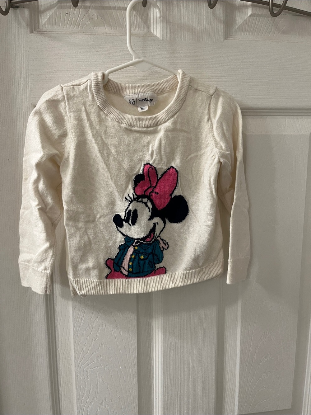 GAP Cream Sweater with Minnie Mouse and Pink Bow